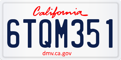 CA license plate 6TQM351