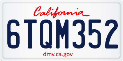 CA license plate 6TQM352