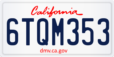 CA license plate 6TQM353