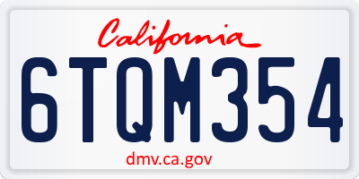 CA license plate 6TQM354