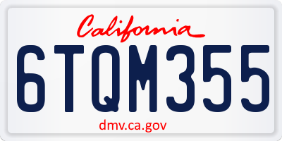 CA license plate 6TQM355