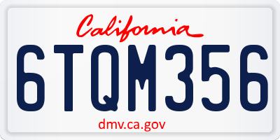 CA license plate 6TQM356