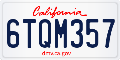 CA license plate 6TQM357