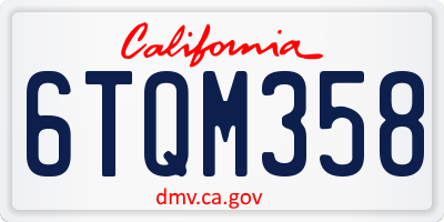 CA license plate 6TQM358