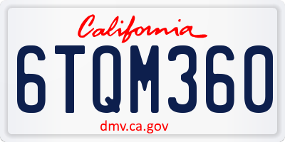 CA license plate 6TQM360