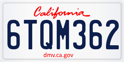 CA license plate 6TQM362