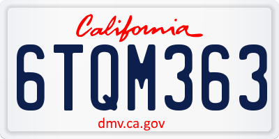 CA license plate 6TQM363