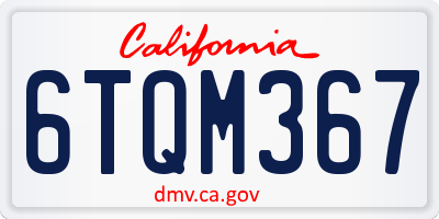 CA license plate 6TQM367