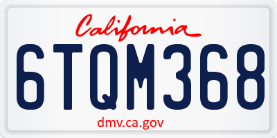 CA license plate 6TQM368