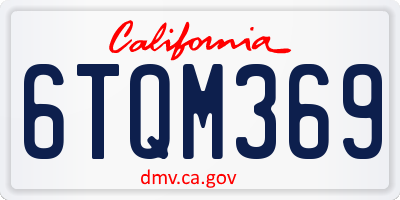 CA license plate 6TQM369