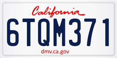 CA license plate 6TQM371