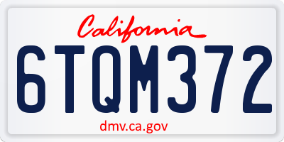 CA license plate 6TQM372