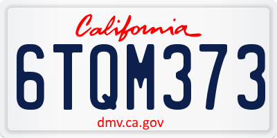 CA license plate 6TQM373