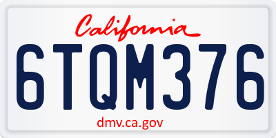 CA license plate 6TQM376