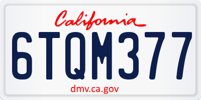 CA license plate 6TQM377