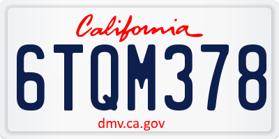 CA license plate 6TQM378