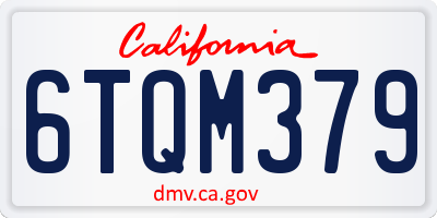 CA license plate 6TQM379