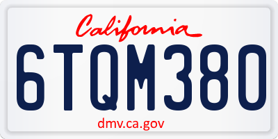 CA license plate 6TQM380