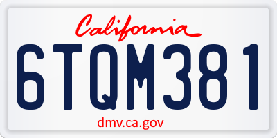 CA license plate 6TQM381