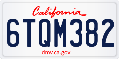 CA license plate 6TQM382