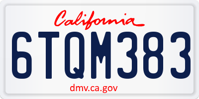 CA license plate 6TQM383