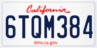 CA license plate 6TQM384