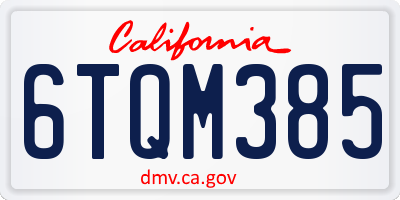 CA license plate 6TQM385