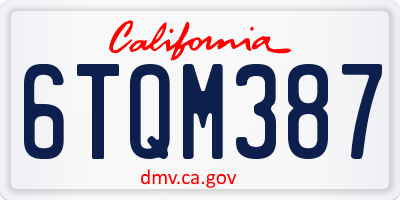 CA license plate 6TQM387