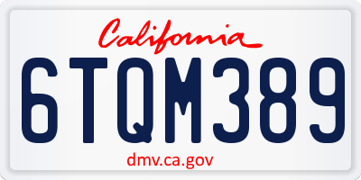 CA license plate 6TQM389