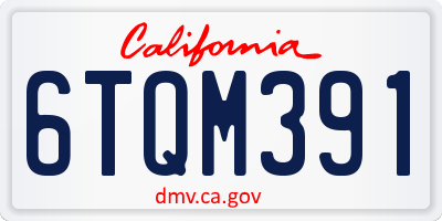 CA license plate 6TQM391