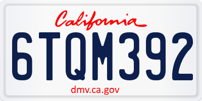 CA license plate 6TQM392