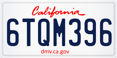 CA license plate 6TQM396