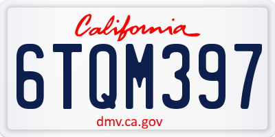 CA license plate 6TQM397