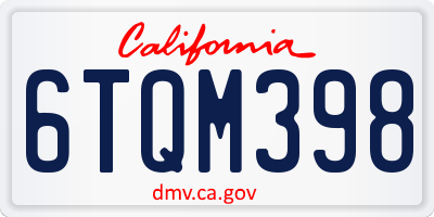 CA license plate 6TQM398