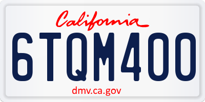 CA license plate 6TQM400