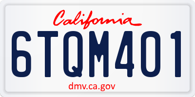 CA license plate 6TQM401