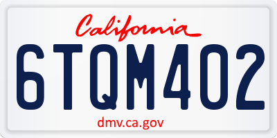 CA license plate 6TQM402