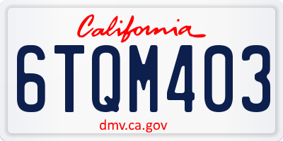 CA license plate 6TQM403