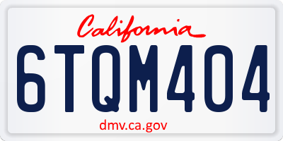 CA license plate 6TQM404