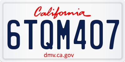 CA license plate 6TQM407