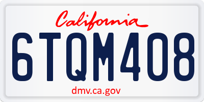 CA license plate 6TQM408