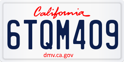 CA license plate 6TQM409