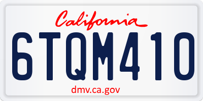 CA license plate 6TQM410