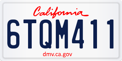 CA license plate 6TQM411