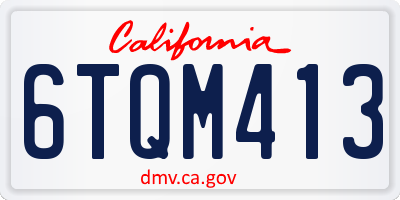 CA license plate 6TQM413