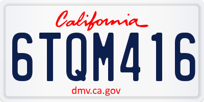 CA license plate 6TQM416