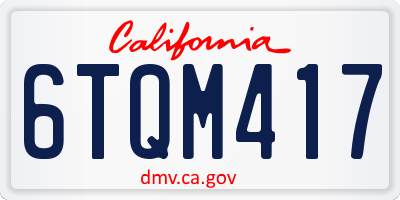 CA license plate 6TQM417