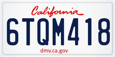 CA license plate 6TQM418