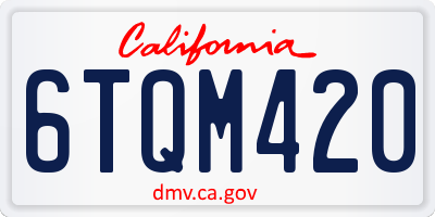 CA license plate 6TQM420