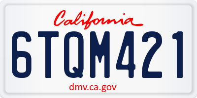 CA license plate 6TQM421